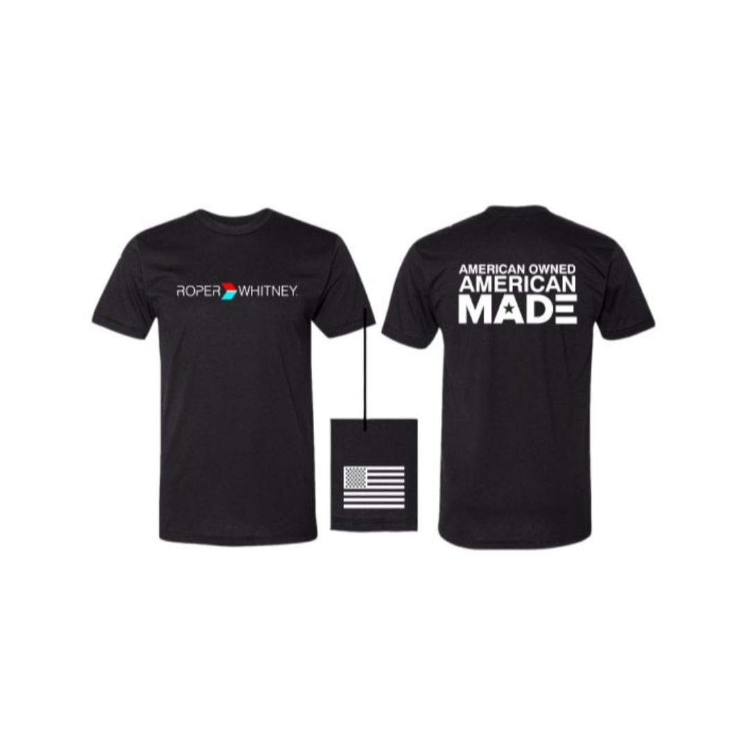 Roper Whitney American Owned American Made Black T-Shirt Product Thumbnail Tile Roper Whitney "American Owned American Made" Black T-Shirt - Image 1
